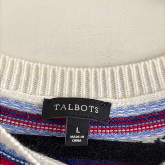 Talbots Fair Isle Lambswool Blend Fringe Detail Sweater Size Large - Picture 8 of 11